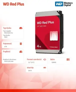 Western Digital HDD Disk червен Plus 4TB 3