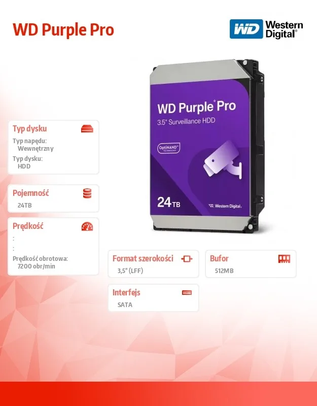 Western Digital HDD Disk лилав Pro 24TB 3,5 WD241PURP - Image 2