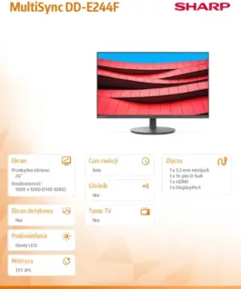 Alternative view от Sharp Monitor MultiSync DD-E244F 24 inches черен