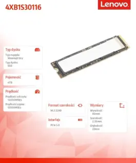 Alternative view от Lenovo ThinkStation Disk 4TB Performance PCIe Gen5 NVMe OPAL M.2 2280 SSD 4XB1S30116