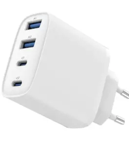 Alternative view от Gembird универсално зарядно GaN 40W LCD 3xUSB-C 1xUSB-A бял