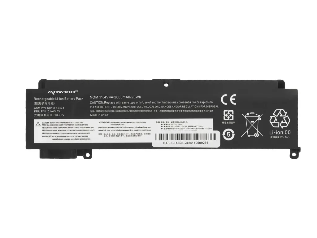 Movano Battery for Lenovo ThinkPad T460s T470s - front-side - 2000 mAh (23 Wh) - Image 5