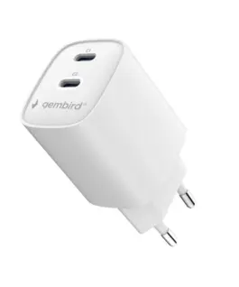 Alternative view от Gembird универсално зарядно 2xUSB-C PD 45W бял