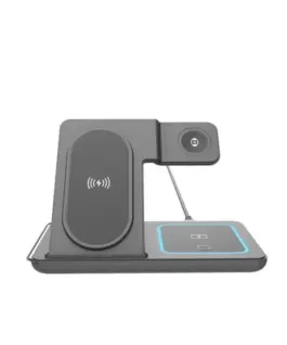 Gembird Wireless зарядно 3in1 15W Apple-Iphone Watch Airpods черен
