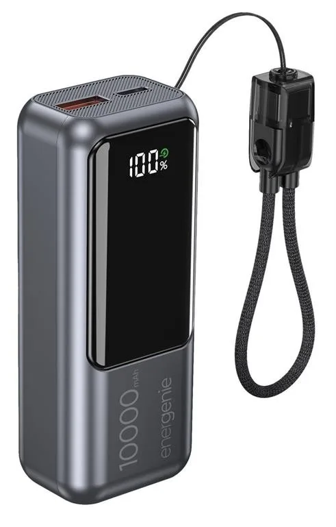 Gembird външна батерия LCD 10000mAh QC3.0 20W gray