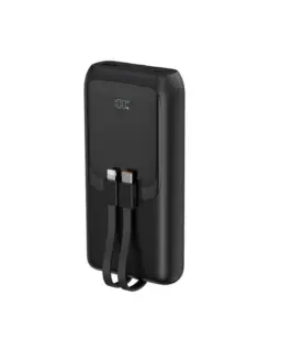 Alternative view от Gembird външна батерия 20000mAh with integrated кабел LCD, QC3.0 20W, черен
