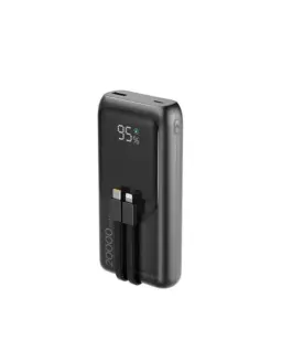 Gembird външна батерия 20000mAh with integrated кабел LCD QC3.0 20W черен