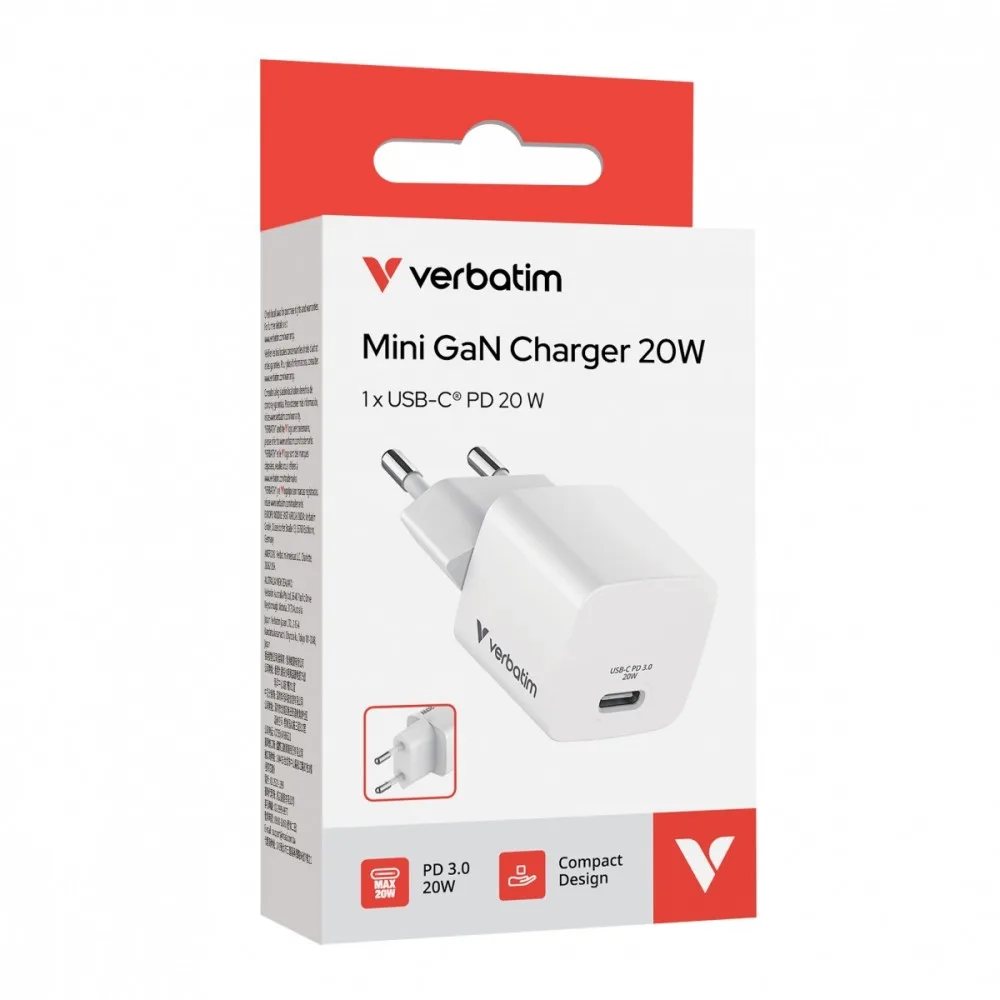 Verbatim зарядно Mini GaN 20W USB-C P.D 3.0 - Image 3