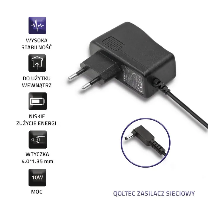 Qoltec захранващ блок | 10W | 5V | 2A | 4.0*1.35 | 1,4m - Image 4