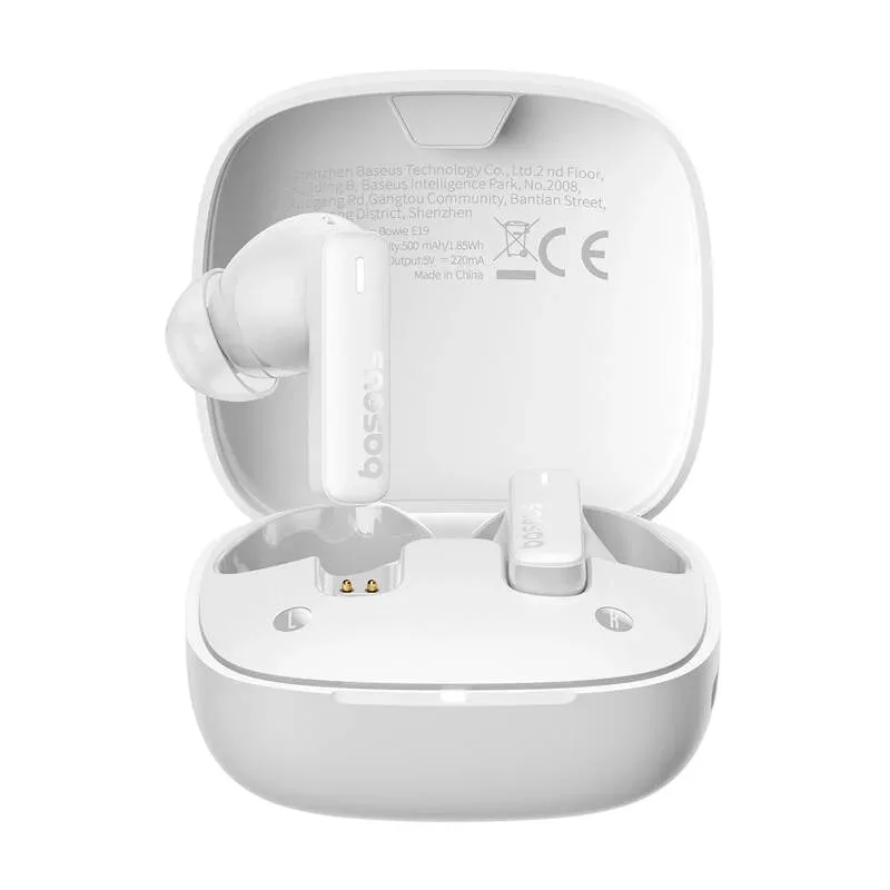 Baseus слушалки Bluetooth 5.3 BOWIE E19 бял