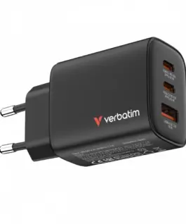 Verbatim зарядно GaN 65W QC 3.0 2x USB-C 1x USB PD 3.0 EU
