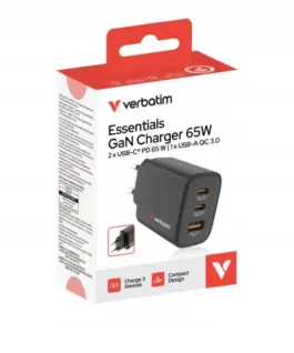 Verbatim зарядно GaN 65W QC 3.0, 2x USB-C, 1x USB PD 3.0 EU - Image 4