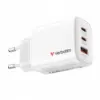 Verbatim зарядно GaN 65W QC 3.0 2xUSB-C 1x USB-A PD 3.0 EU