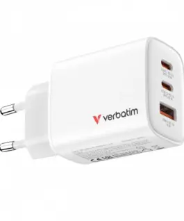 Verbatim зарядно GaN 65W QC 3.0 2xUSB-C 1x USB-A PD 3.0 EU