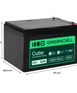 Alternative view от Green Cell Maintenance-free battery for cash registers, toys, and cameras, AGM VRLA 12V 12Ah IP54