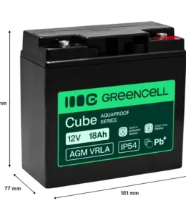 Alternative view от Green Cell Maintenance-Free Battery for Cash Registers, Toys, and Cameras AGM VRLA 12V 18Ah, IP54