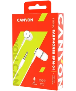Слушалки CANYON Stereo earphones with microphone, White - Image 3