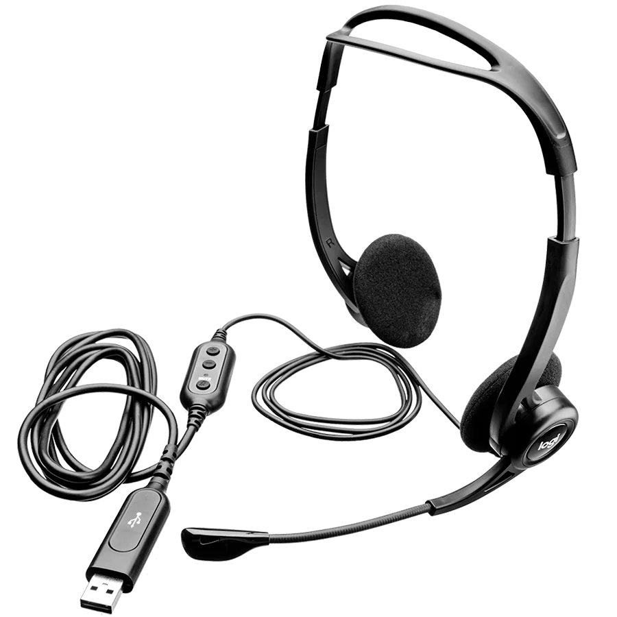 Слушалки LOGITECH PC960 Corded Stereo Headset BLACK - USB - Image 2