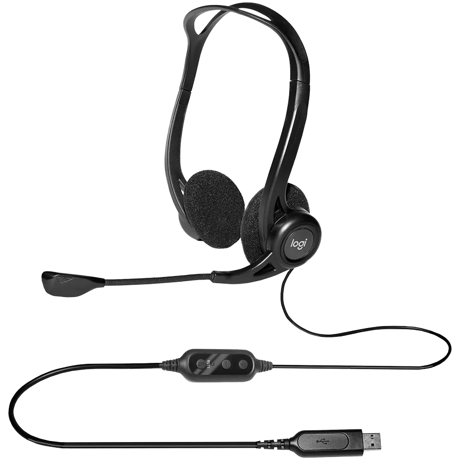 Слушалки LOGITECH PC960 Corded Stereo Headset BLACK - USB - Image 3