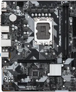 Alternative view от Дънна платка ASROCK MB Desktop B760M-HDV/M.2 D4 (S1700, 2x DDR4, 1x PCIe 4.0 x16, 2x PCIe 3.0 x1, 1x Hyper M.2 PCIe Gen4x4, 1x M.2 Ultra Gen3x4, 4x SATA3, 1x USB-C, 5x USB 3.2, 5x USB 2.0, 1xRJ-45 1Gbit, 1x VGA, 1x HDMI, 1x DP, mATX