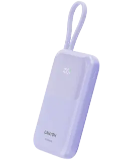 Alternative view от Външна батерия CANYON power bank OnPower 101 built-in cable 10000 mAh PD22.5W Purple