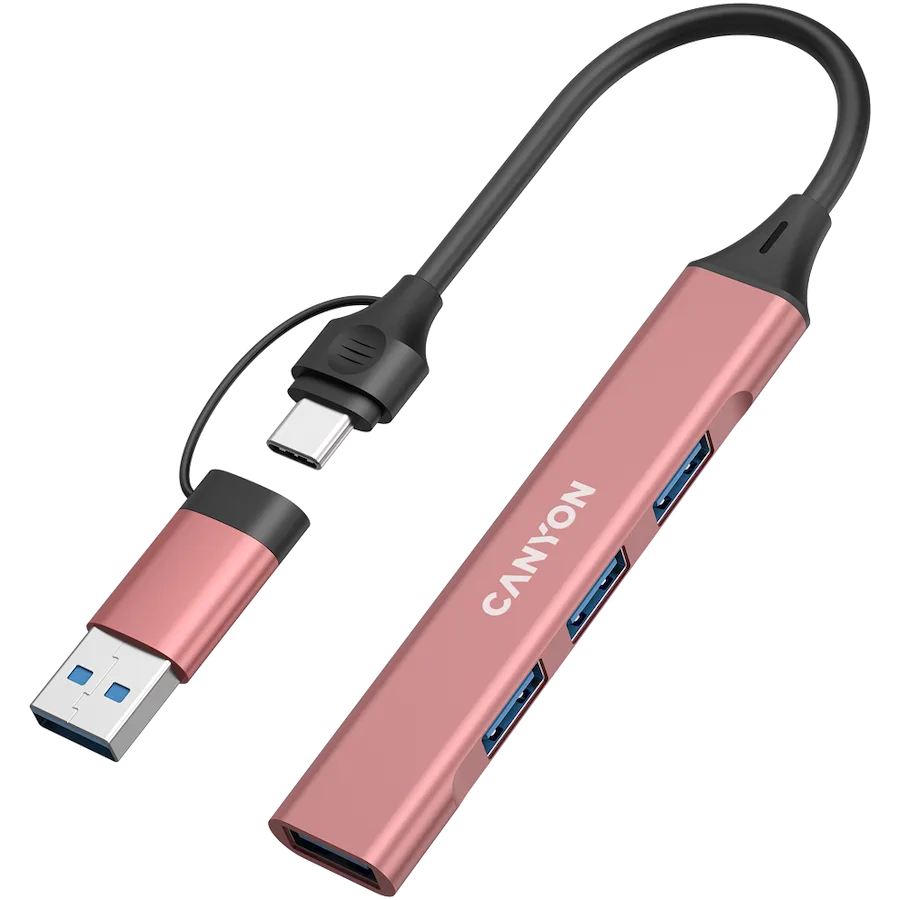 USB хъб CANYON hub DS-02 4in1 USB-A/C Pink - Image 2