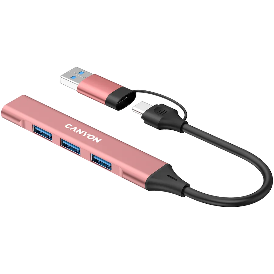 USB хъб CANYON hub DS-02 4in1 USB-A/C Pink - Image 5