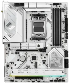 Alternative view от Дънна платка ASROCK MB Desktop B850 STEEL LEGEND WIFI, AM5, 4x DDR5, 1x PCIe 5.0 x16, 1x Blazing M.2(PCIe Gen5x4), 3x Hyper M.2, 4x SATA3, RAID 0, 1, 10, 7.1 CH HD Audio, 1x HDMI, 9x USB 3.2, 8x USB 2.0, 3x USB-C, 2.5G LAN, 2x Wi-Fi 7, 1x HDMI, 1x SP