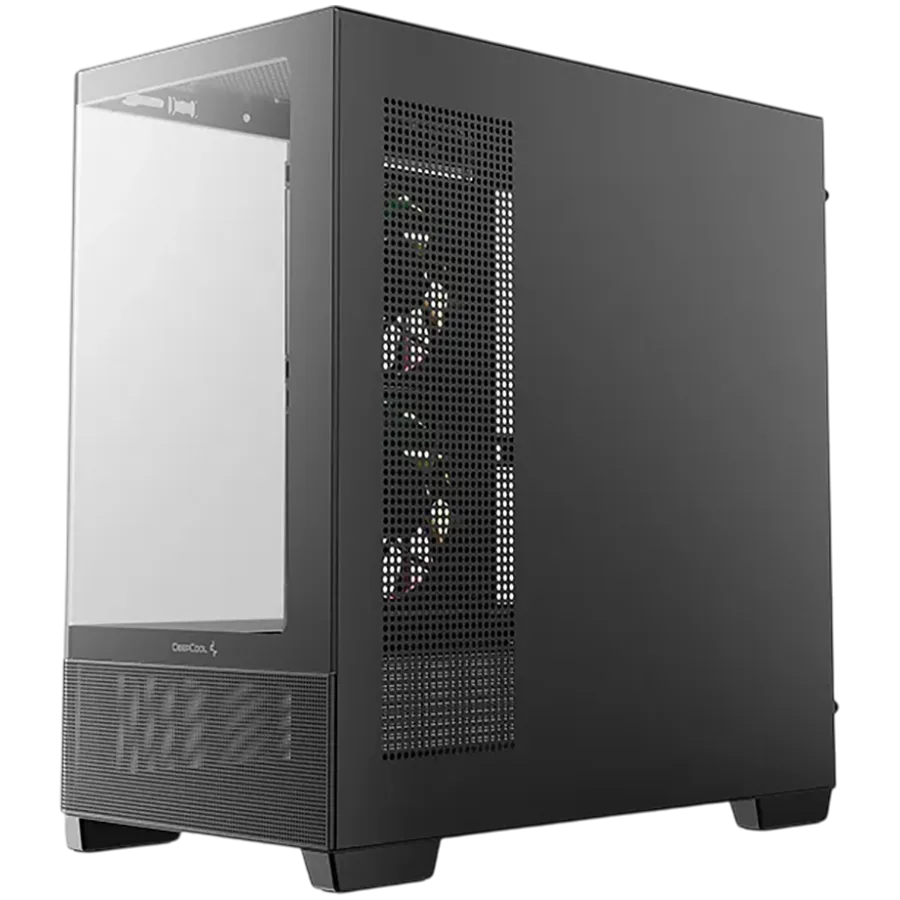 Кутия за компютър DeepCool CG380U-3F, Mid Tower, Mini-ITX/Micro-ATX(Rear Connector), 2xUSB3.0, 1xUSB Type-C, 1xAudio, 3x120mm Pre-Installed ARGB Fans, Tempered Curved Glass, Mesh Panel, Black, 2Y, R-CG380U-BKAGM3-G - Image 3