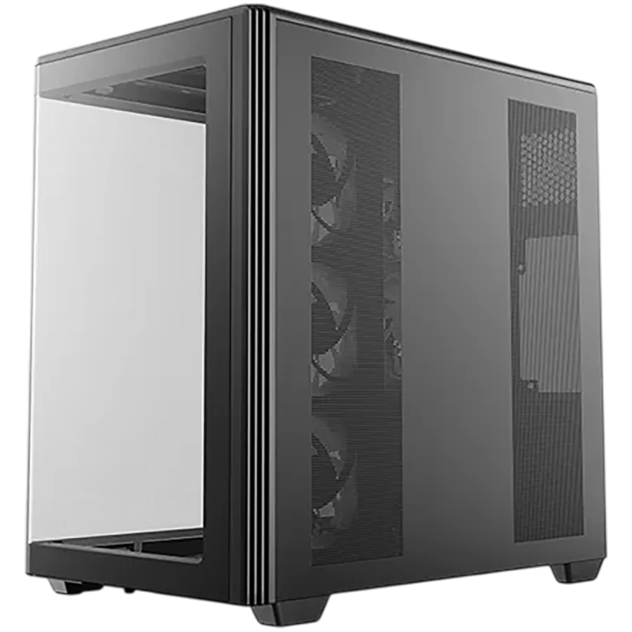 Кутия за компютър DeepCool CG590U 5F, Mid Tower, Mini-ITX/Micro-ATX/ATX, Rear Connector support, 2xUSB3.0, 1xType-C Gen 2, 1xAudio, 3x120mm ARGB Reverse Fan, 2x120mm ARGB Fans, Tempered Curved Glass, Mesh Panel, Black, 2Y, R-CG590U-BKAGA5-G - Image 3
