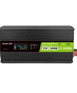 Alternative view от Инвертор GREEN CELL, 12/220V, DC/AC, 500W/1000W INVGC12P500LCD  LCD, Чиста синусоида