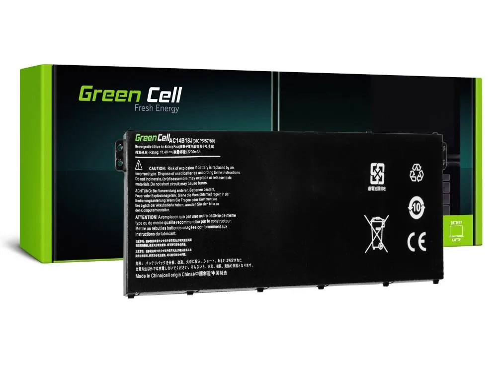 Батерия за лаптоп GREEN CELL Acer Aspire E 11 ES1-111M ES1-131 E 15 ES1-512 Chromebook 11 CB3-111 13 CB5-311 AC14B3K 11.4V