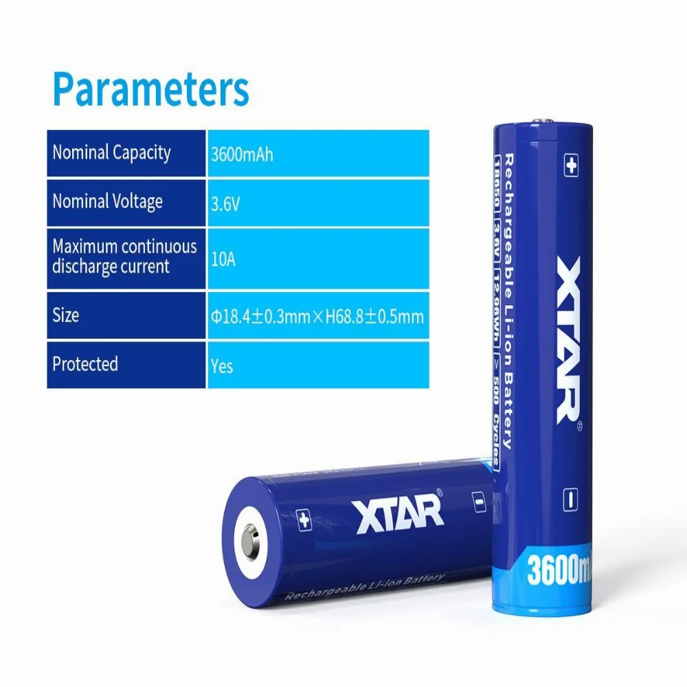 Акумулаторна батерия XTAR за фенери 18650 със защита 3600mAh