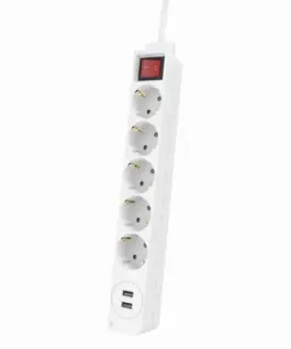 Alternative view от Разклонител HAMA USB 3.4A, 5 гнезда, 2x USB, 3400mA, 223183