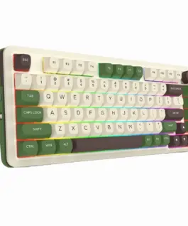 Alternative view от Геймърска механична клавиатура Redragon Cyrus Pro K681CGC-RGB-PRO с Bluetooth и безжична връзка, бяла със зелено и RGB осветление