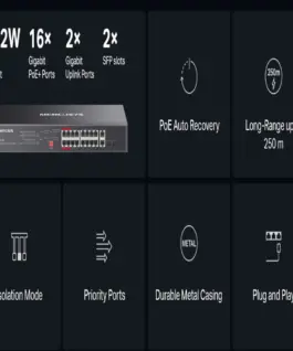 20-портов гигабитов комутатор за монтаж в шкаф Mercusys MS120GP с 16 PoE+ порта - Image 2