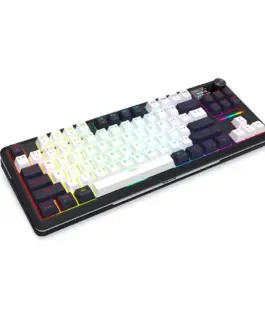 Alternative view от Bluetooth и безжична механична геймърска клавиатура Redragon Wildslash LCD Pro K746WB-RGB-PRO RGB осветление - черна с бяло