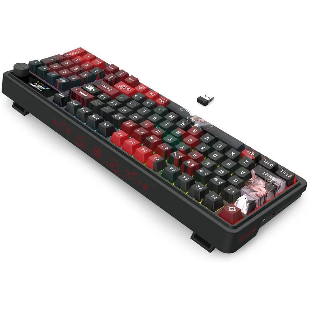 Bluetooth и безжична механична геймърска клавиатура Redragon Artemis Pro Anime AK K719AK-RGB-PRO с червено RGB осветление - черна - Image 3