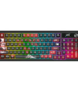 Bluetooth и безжична механична геймърска клавиатура Redragon Artemis Pro Anime AK K719AK-RGB-PRO с червено RGB осветление - черна - Image 4