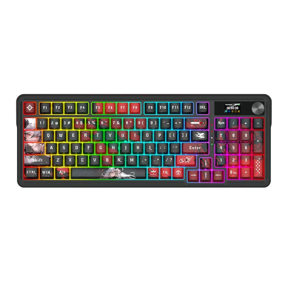 Bluetooth и безжична механична геймърска клавиатура Redragon Artemis Pro Anime AK K719AK-RGB-PRO с червено RGB осветление - черна - Image 4