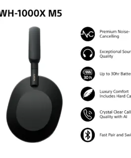 Alternative view от Слушалки с шумопотискане Sony WH-1000XM5 WH1000XM5SAB.CE7 - черни