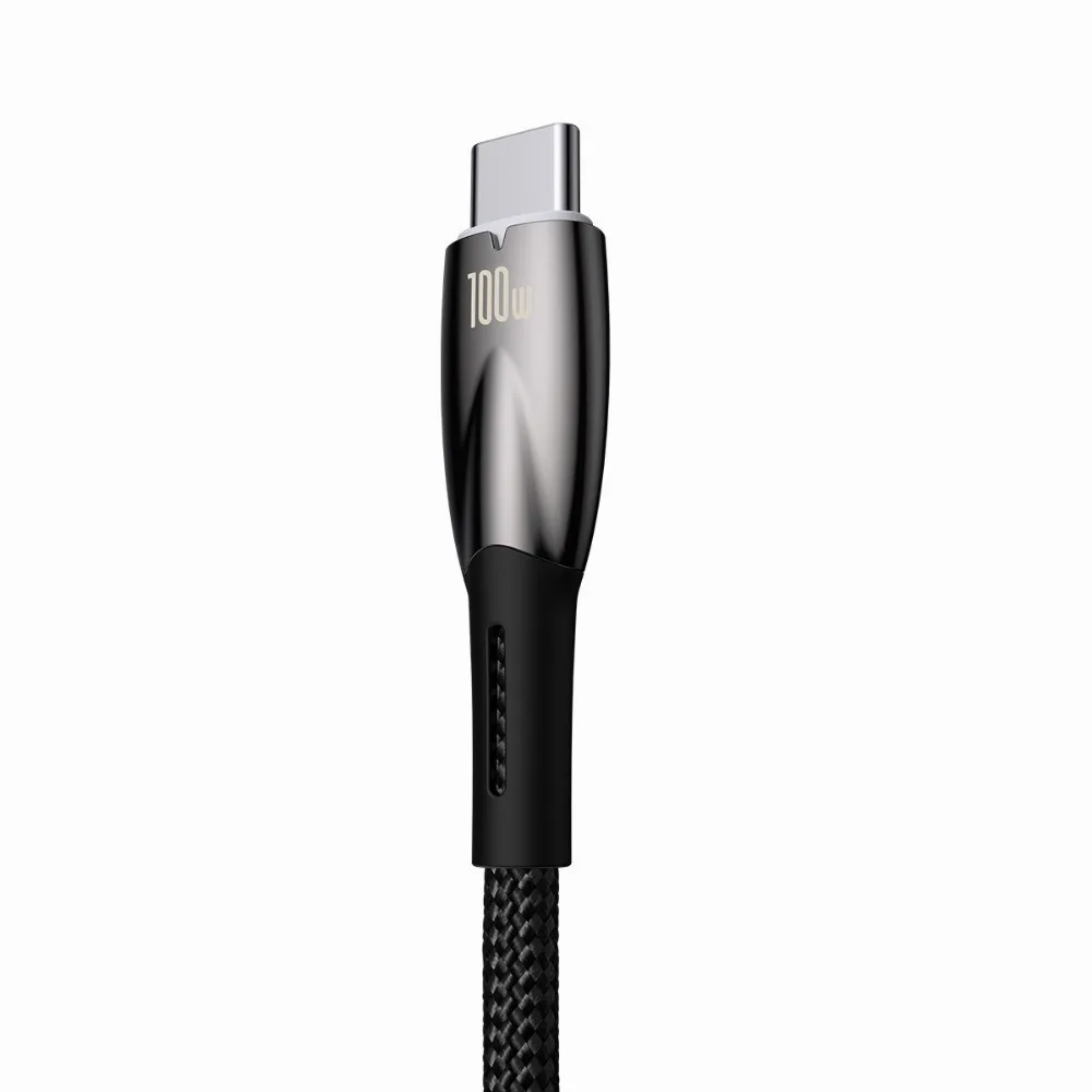 Кабел Baseus Glimmer Series USB-A - USB-C 100W 480Mbps 2м CADH000501 - черен - Image 6