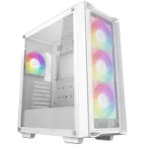 Кутия за компютър DeepCool CG580 4F WH V2, Mid Tower, Mini-ITX/Micro-ATX/ATX, Rear Connector support, 2xUSB3.0, 1x Type-C Gen2, 1xAudio, 3x120mm ARGB Reverse Fans, 1x120mm ARGB Fan, Tempered Glass, Mesh Panel, White, R-CG580-WHADA4-G-2, 2Y