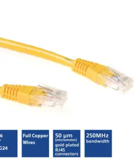 ACT  Мрежов пач кабел cat.6, U/UTP  0.25 м, жълт, булк - Image 3