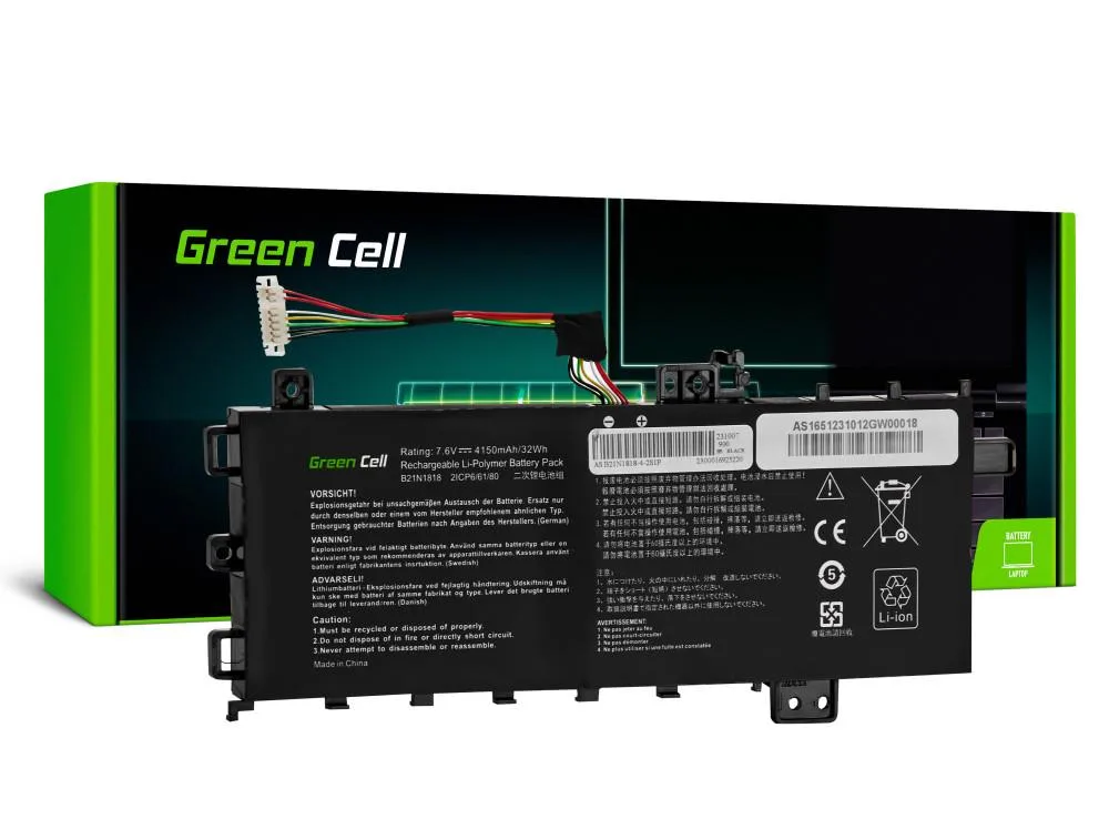 Батерия за лаптоп GREEN CELL ASUS B21N1818 C21N1818-1 for Asus VivoBook 15 A512 76V 4150mAh
