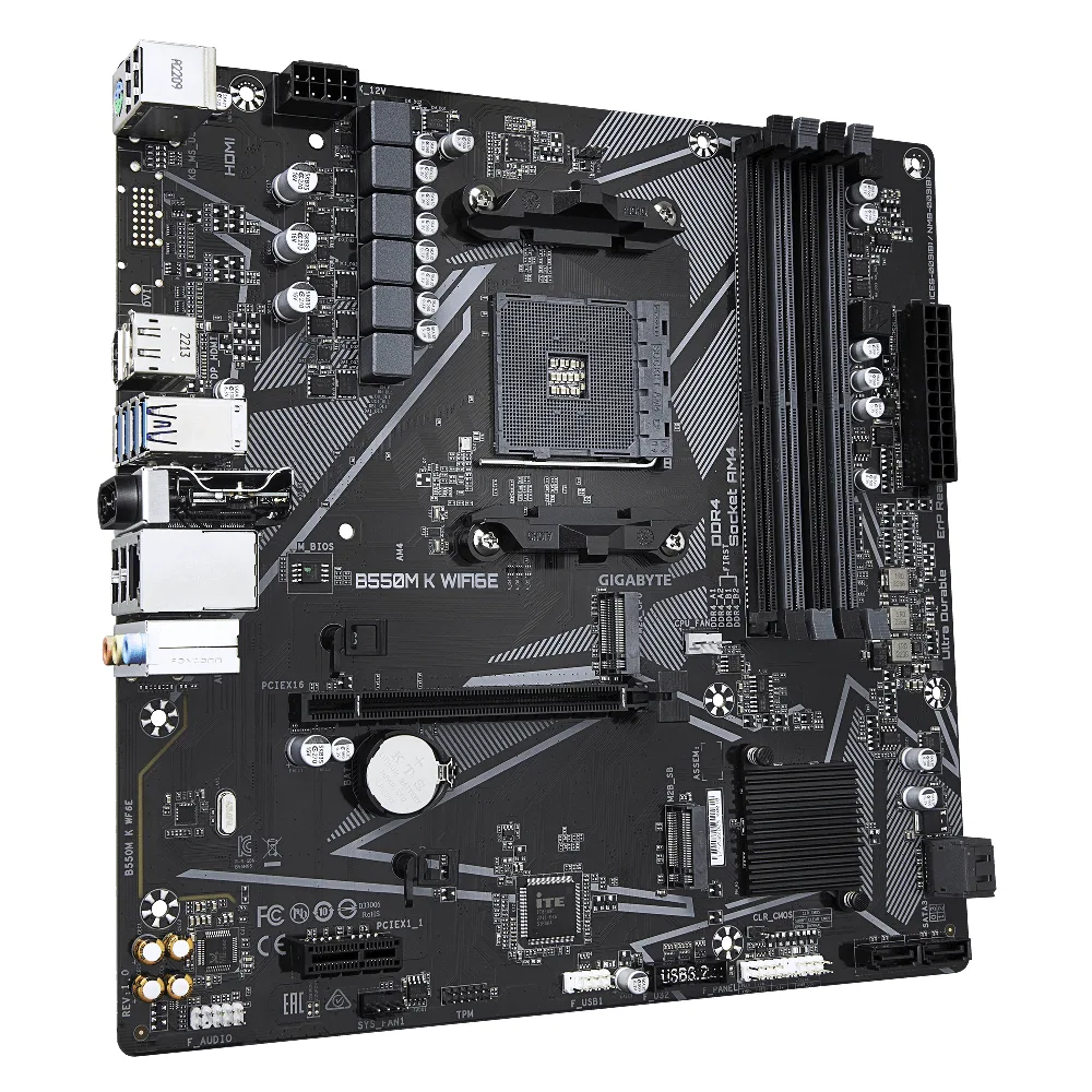 Дънна платка GIGABYTE B550M K Wi-Fi 6E, AM4 - Image 2