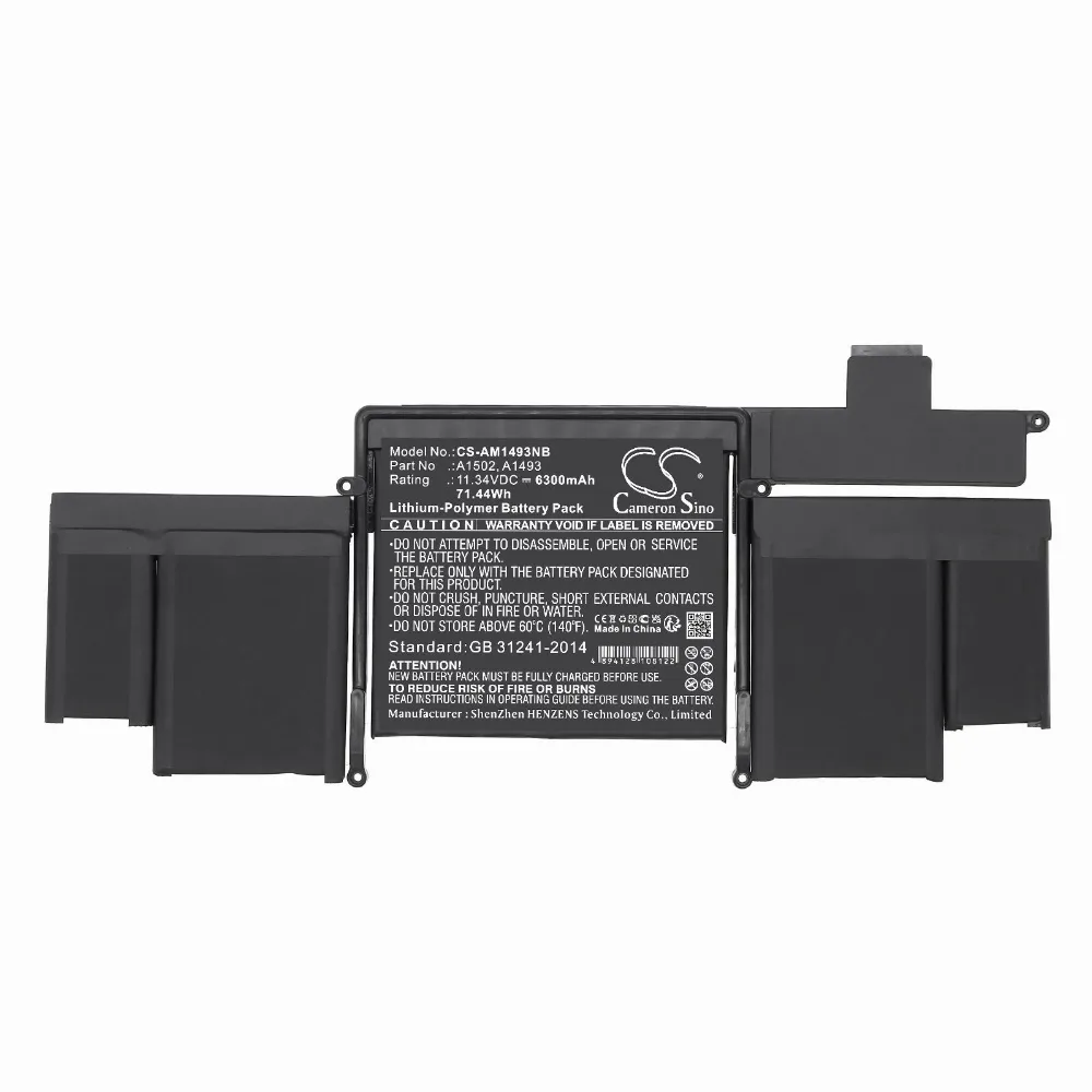 Батерия за лаптоп Apple MacBook Pro ""Core i5" 2.4 13" Late 2013 Retina A1493 A1502 LiPo 11.34V 6300mAh CAMERON