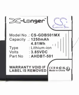 Батерия за камера GOPRO Hero 5; Hero 6; Hero 7; Hero 8 AHDBT-501 385V 1250mAh LIIon Cameron