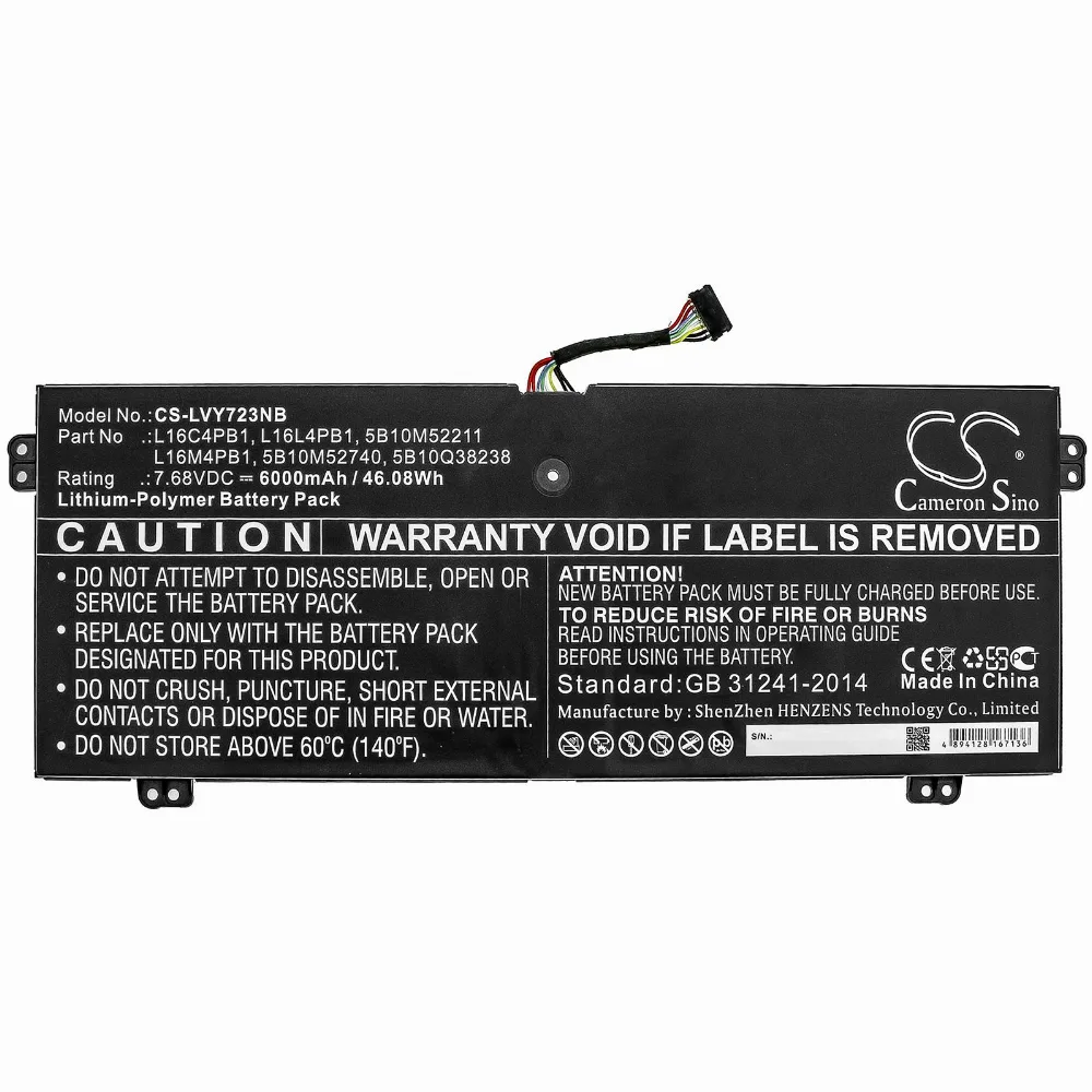 Батерия за лаптоп LENOVO YG 720-13IKB 80X6006PAU Yoga 720-13IKB 80X6001QGE Yoga 730-13IKB L16C4PB1 LiPo 7.68V 6000mAh CAMERON
