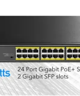 Alternative view от Суич Cudy GS1028PS2, 24 портов, 10/100/1000, 24times; GbE with 802.3at/af PoE, 2times; Uplink SFP, Default/VLAN/Extend Modes , за 19